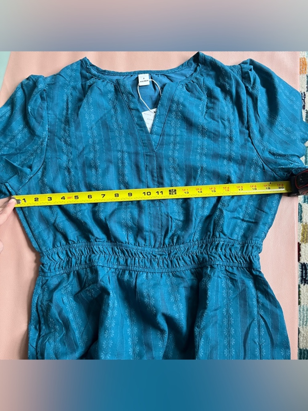 Teal Blue Maxi Summer Dress short sleeve size large new with tags never worn - Picture 5 of 5